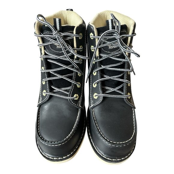Avenger Boot Womens 9 W 6" Moc Toe Work Boot Black Comp Toe WP Wedge Sole A7552 - Picture 2 of 9